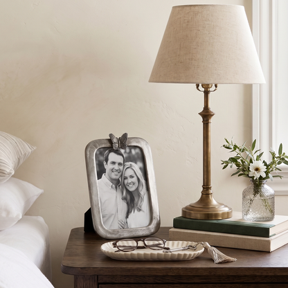 Butterfly Antique Silver Finish Photo Frame 4" x 6"