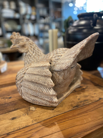 Elevate your home or kitchen with our stunning hand-crafted whitewashed terracotta chicken and her chicks. These one-of-a-kind pieces are the perfect addition to any household, bringing beauty and charm to your space.