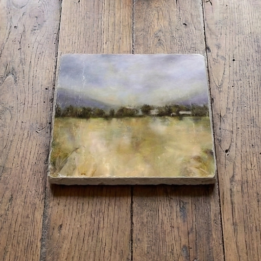 Dining table with painted trivet
