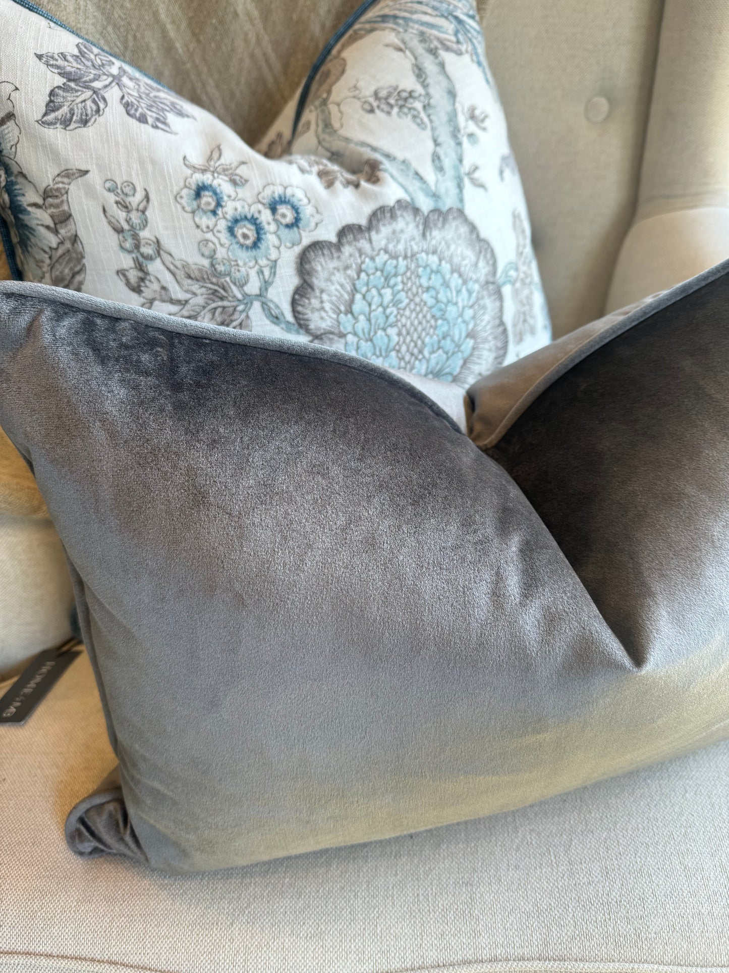 Velvet Lumbar Dark Grey Cushion