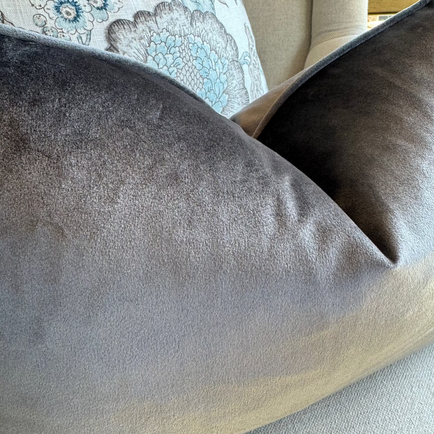 Velvet Lumbar Dark Grey Cushion