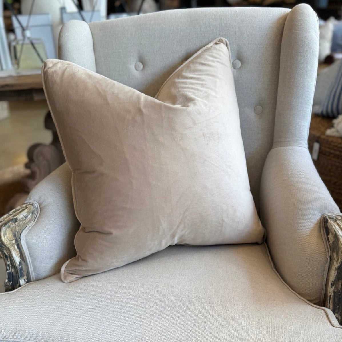 Experience the luxurious modern lifestyle with our Nude Velvet Cushion. This stunning cushion is filled with soft feather inserts and boasts a hidden zipper on the side.

Machine washable on a delicate cycle.