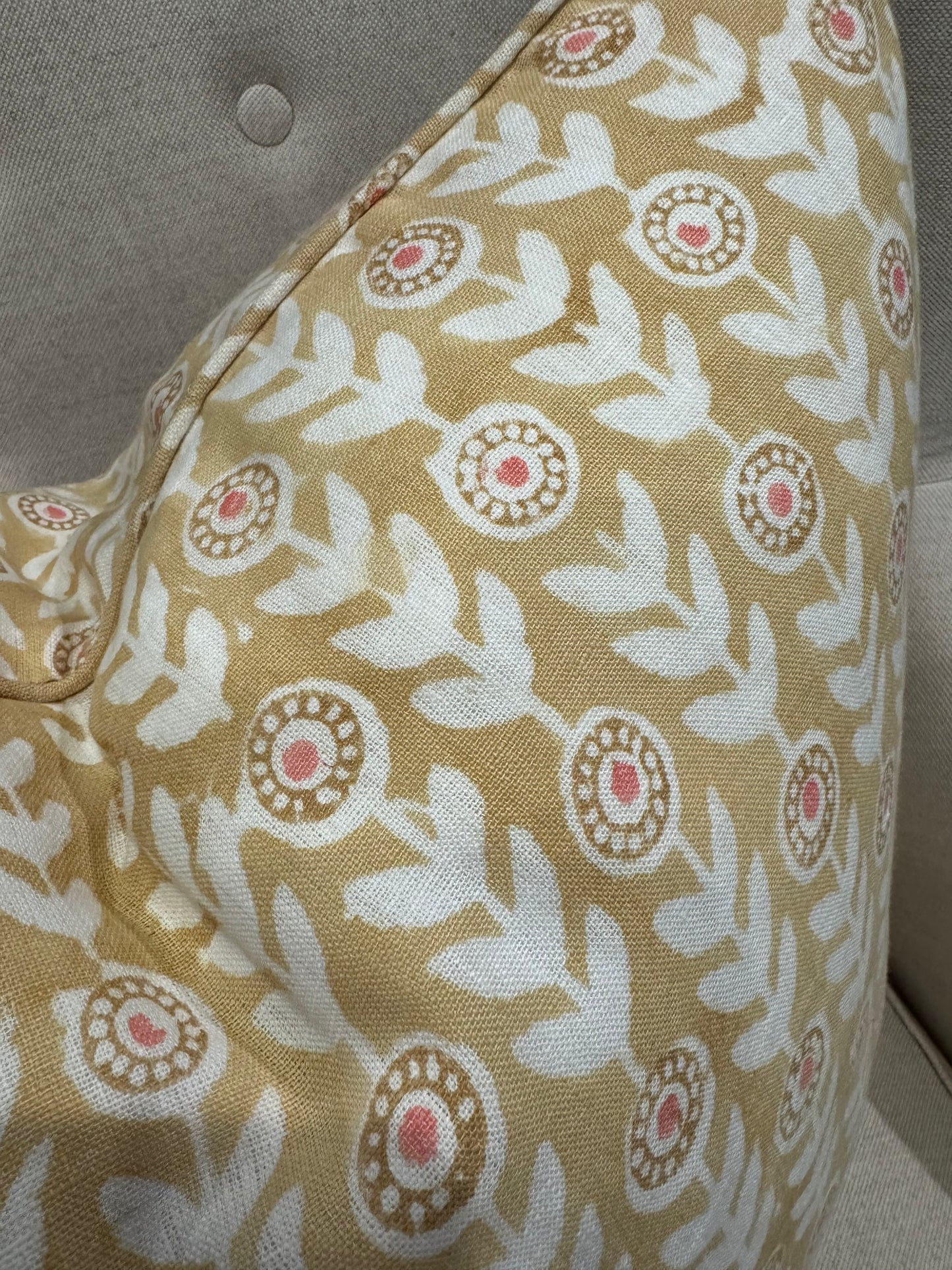 Dandelion Harvest Block Printed Linen Cushion