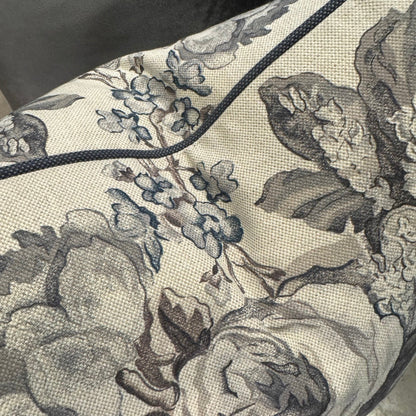 Grey Floral Linen & Cotton Cushion 50cm x 50cm
