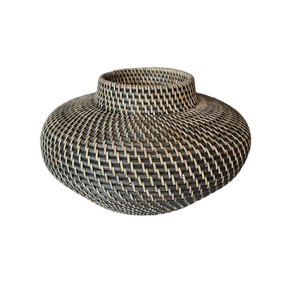 This stylish Handcrafted Mentari Black &amp; Natural Rattan Bowl brings a classic, traditional feel to your home. Its intricate weave adds a beautiful decorative touch and is made to last. It is hand-made with high-quality rattan wood and is highly durable.