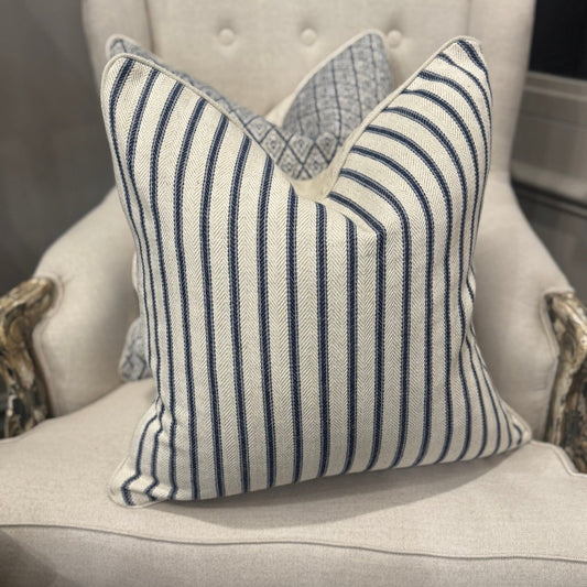Navy & Natural Stripe Cushion 50cm x 50cm