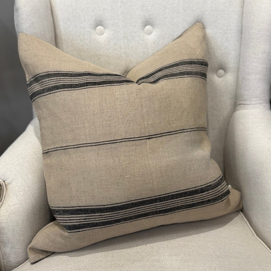 Provence Striped French Linen Cushion 55cm x 55cm