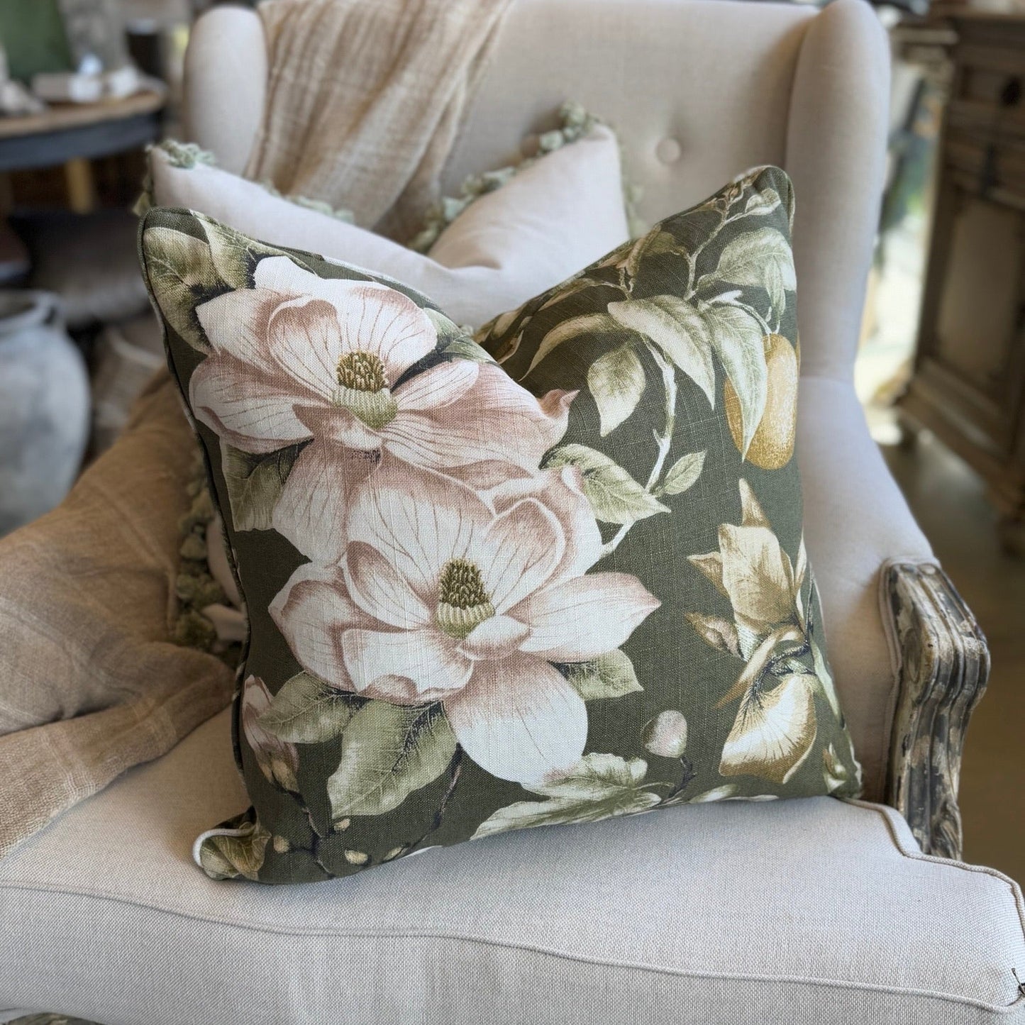 Magnolia & Fig Linen Cushion 50cm x 50cm