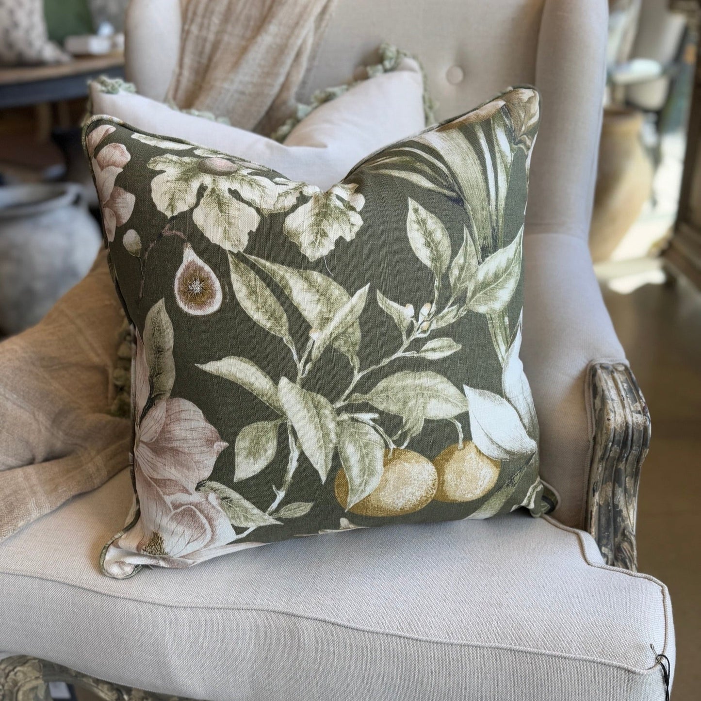 Magnolia & Fig Linen Cushion 50cm x 50cm