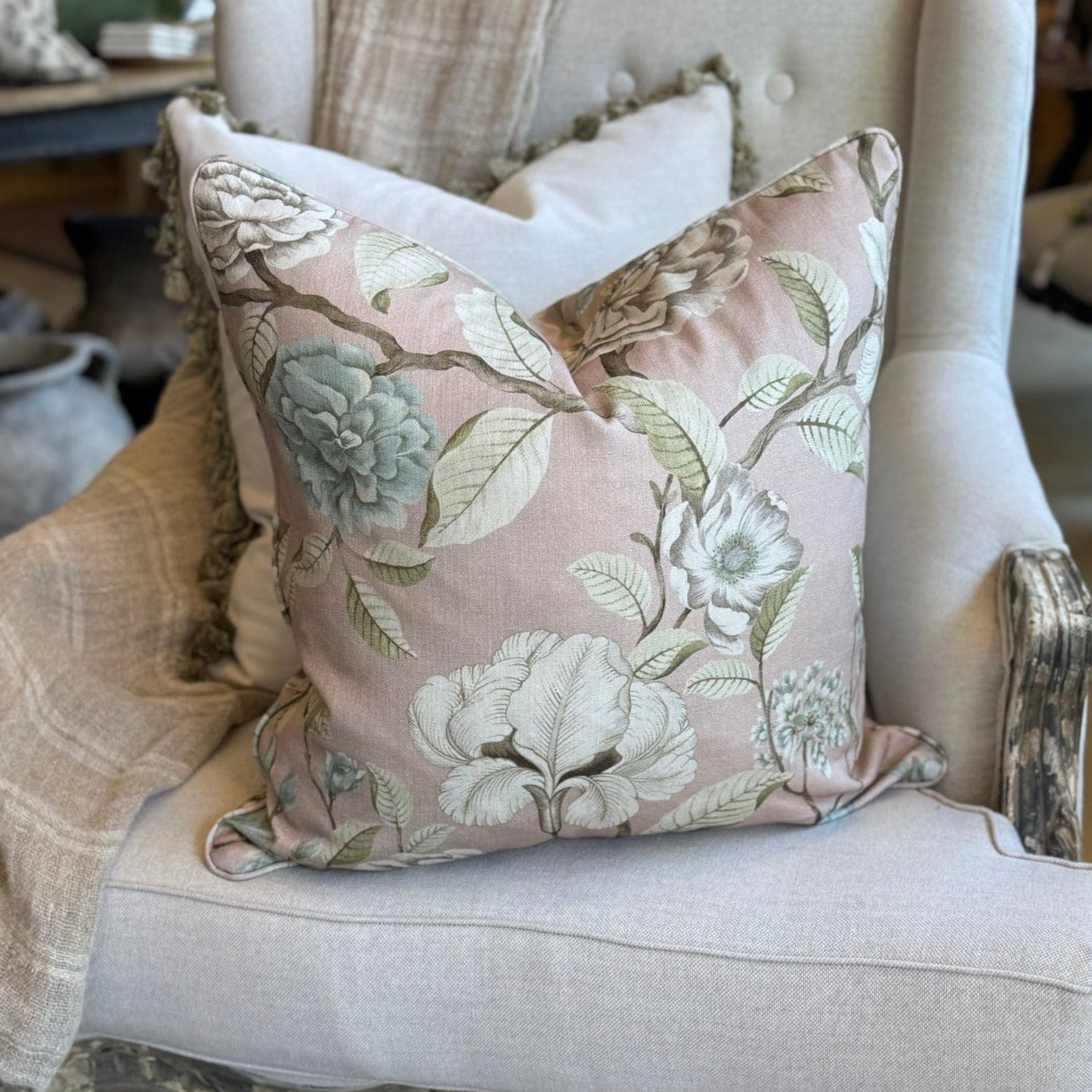 Audrey Dusty Rose Floral Cushion 50cm x 50cm