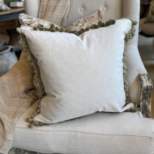 Olive Green Tassel Cushion 50cm x 50cm