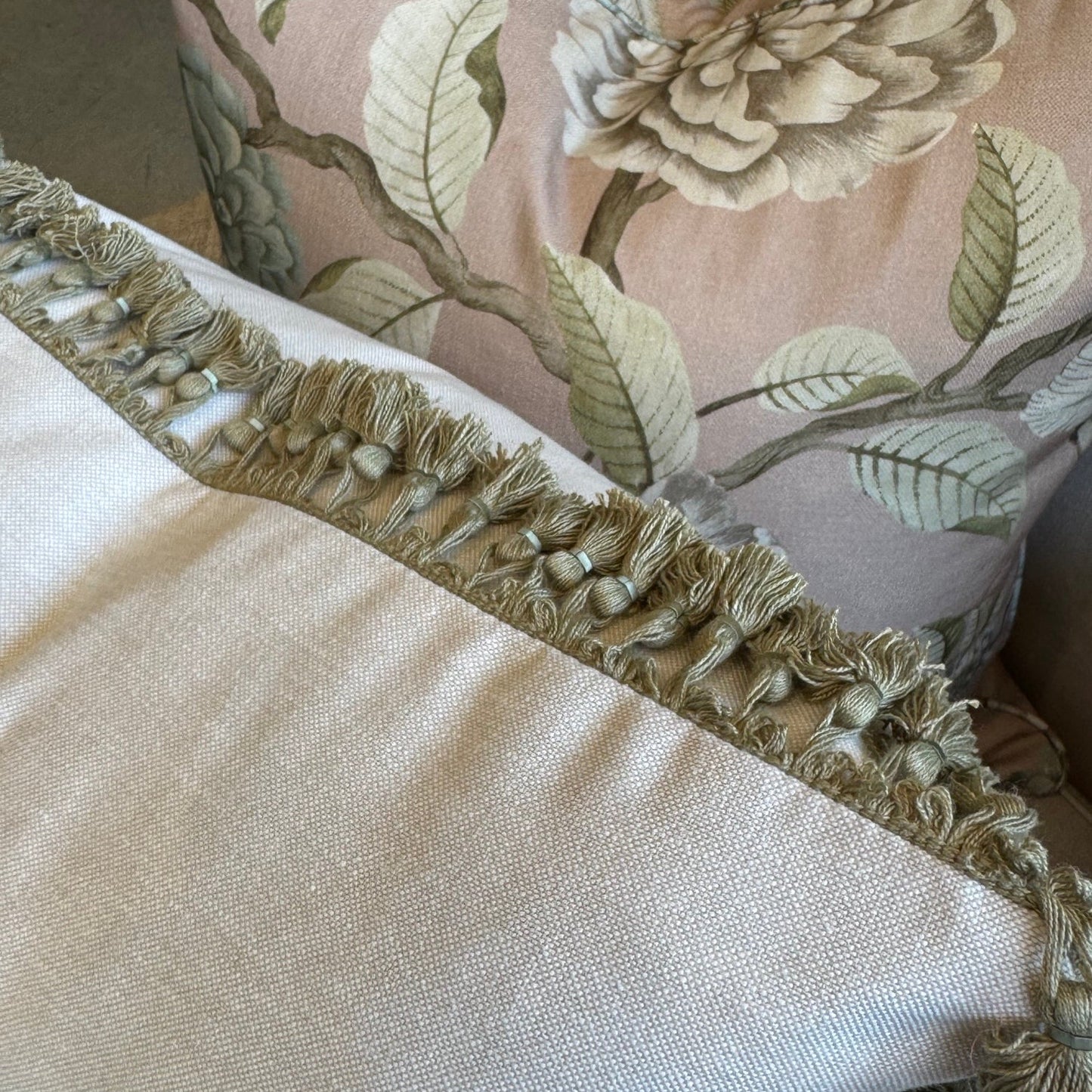 Olive Green Tassel Cushion 50cm x 50cm