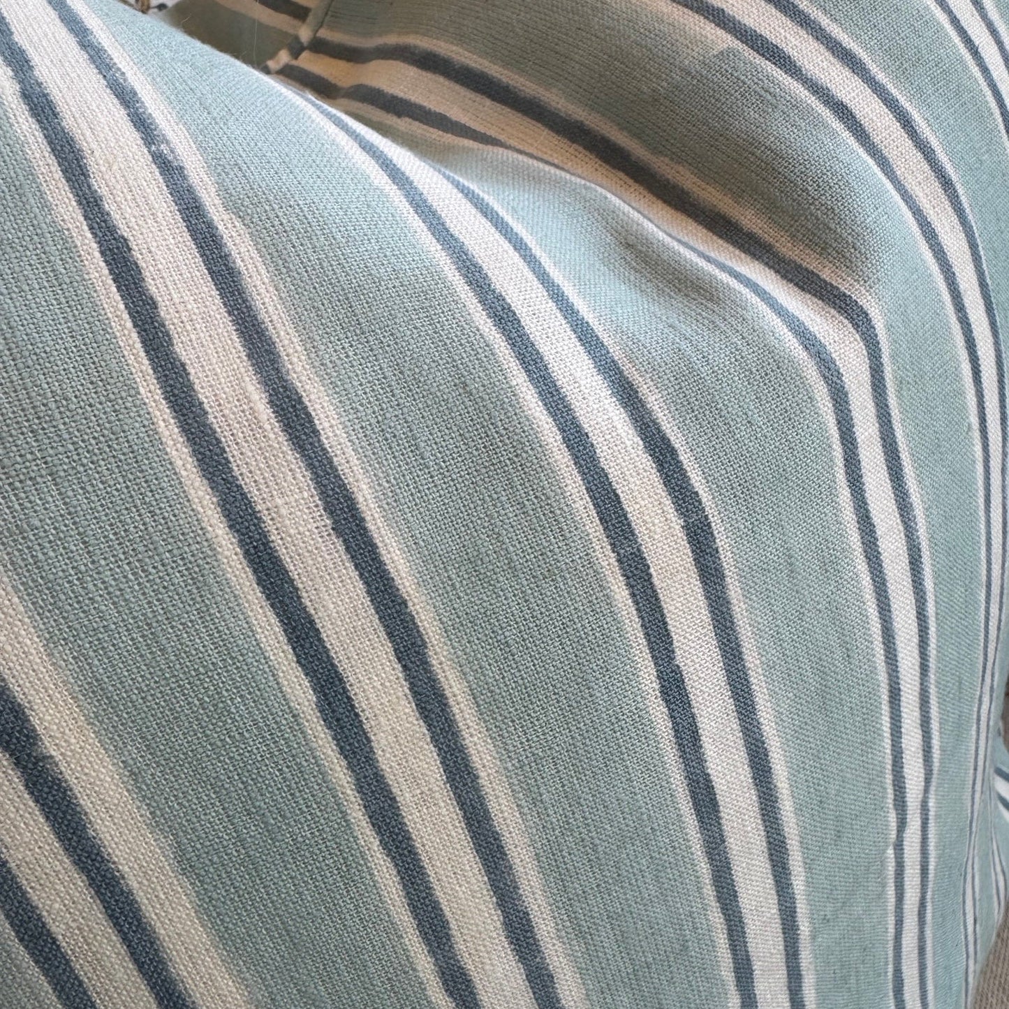 Imperial Multi Blue Stripe Block Printed Cushion 55cm x 55cm