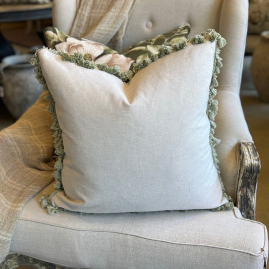 Sage Green Tassel Cushion 50cm x 50cm