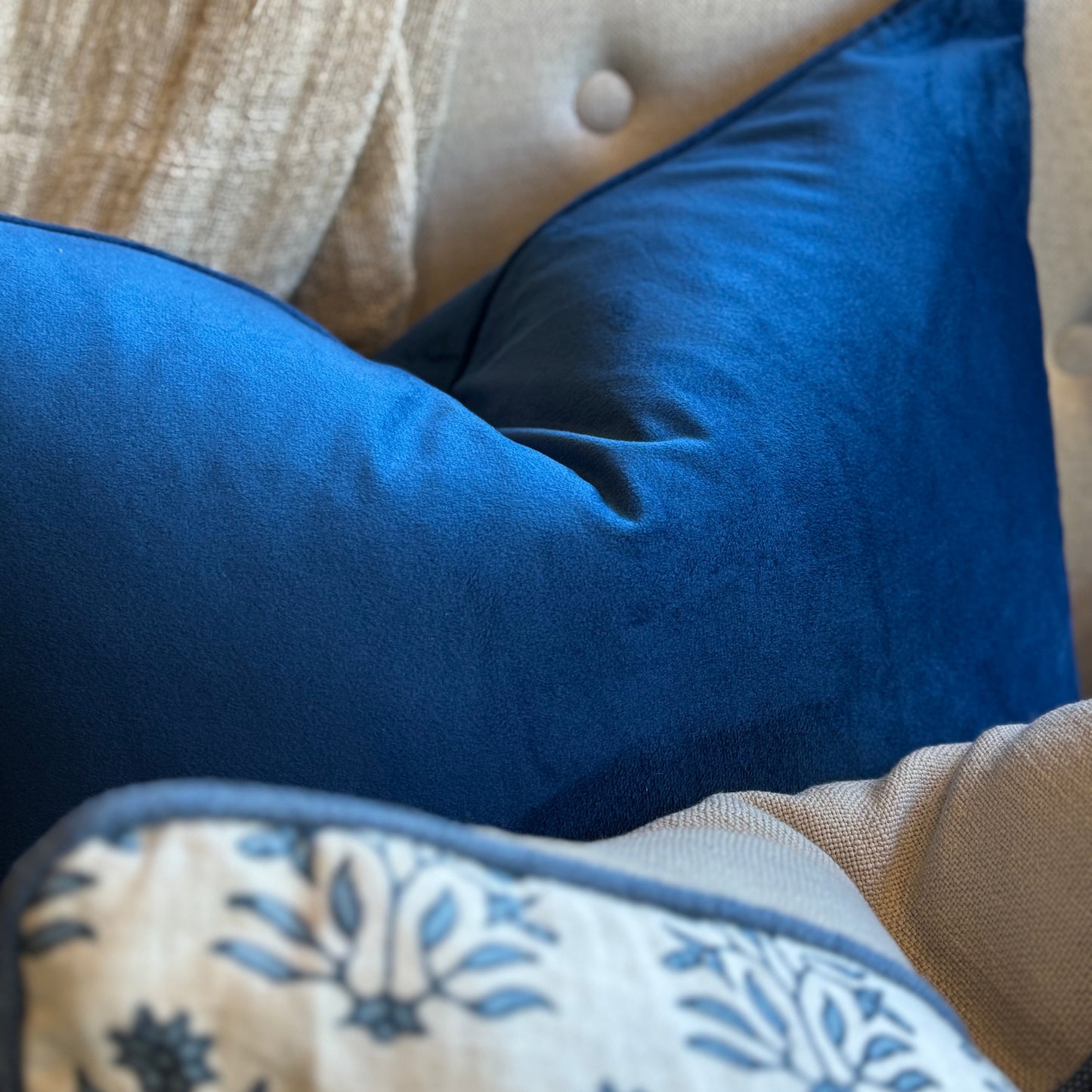 Cobalt Blue Velvet Cushion 55cm x 55cm