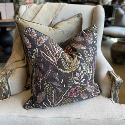 Dark Grey Embroidered Cushion 50cm x 50cm