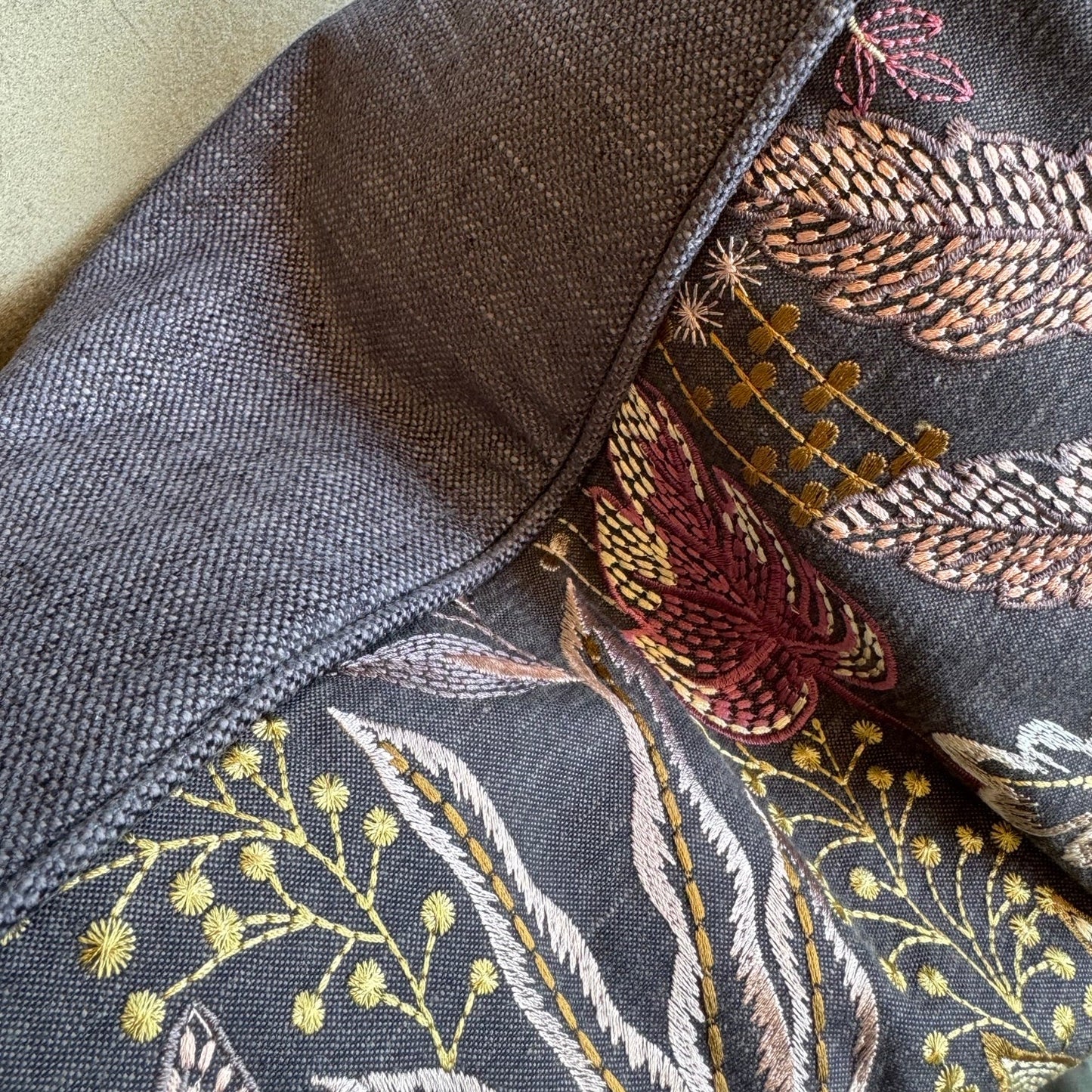 Dark Grey Embroidered Cushion 50cm x 50cm