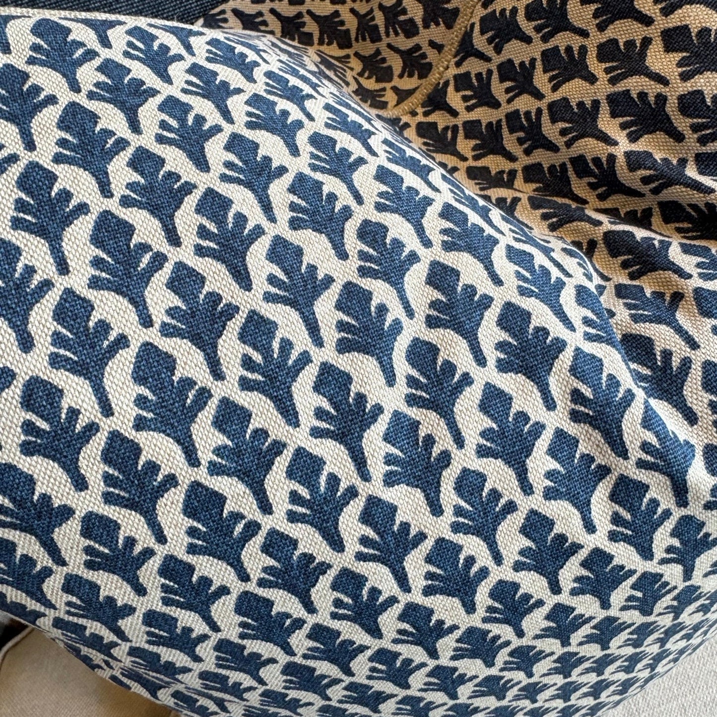 Lacefield Ponce Marine Navy Patterned Cushion 50cm x 50cm