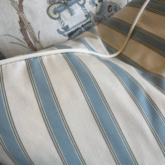 Turquoise & Olive Stripe Cushion 50cm x 50cm