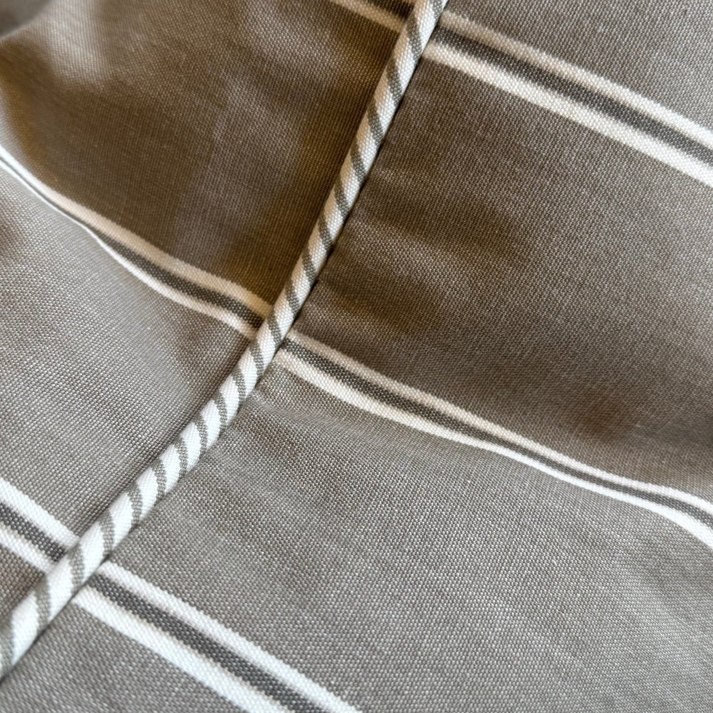 Taupe & White Panel Stripe Linen Cushion