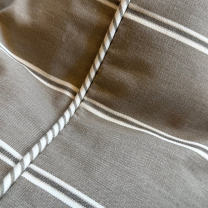 Taupe & White Panel Stripe Linen Cushion