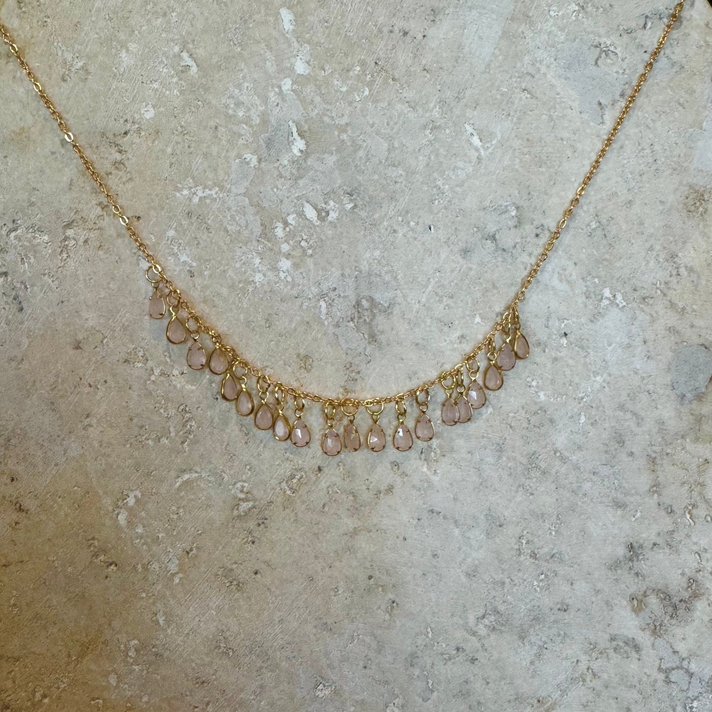 Indie Blush Crystal & Gold Necklace