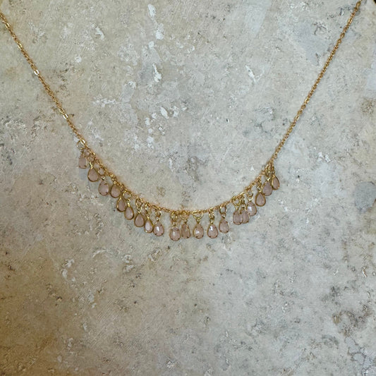 Indie Blush Crystal & Gold Necklace