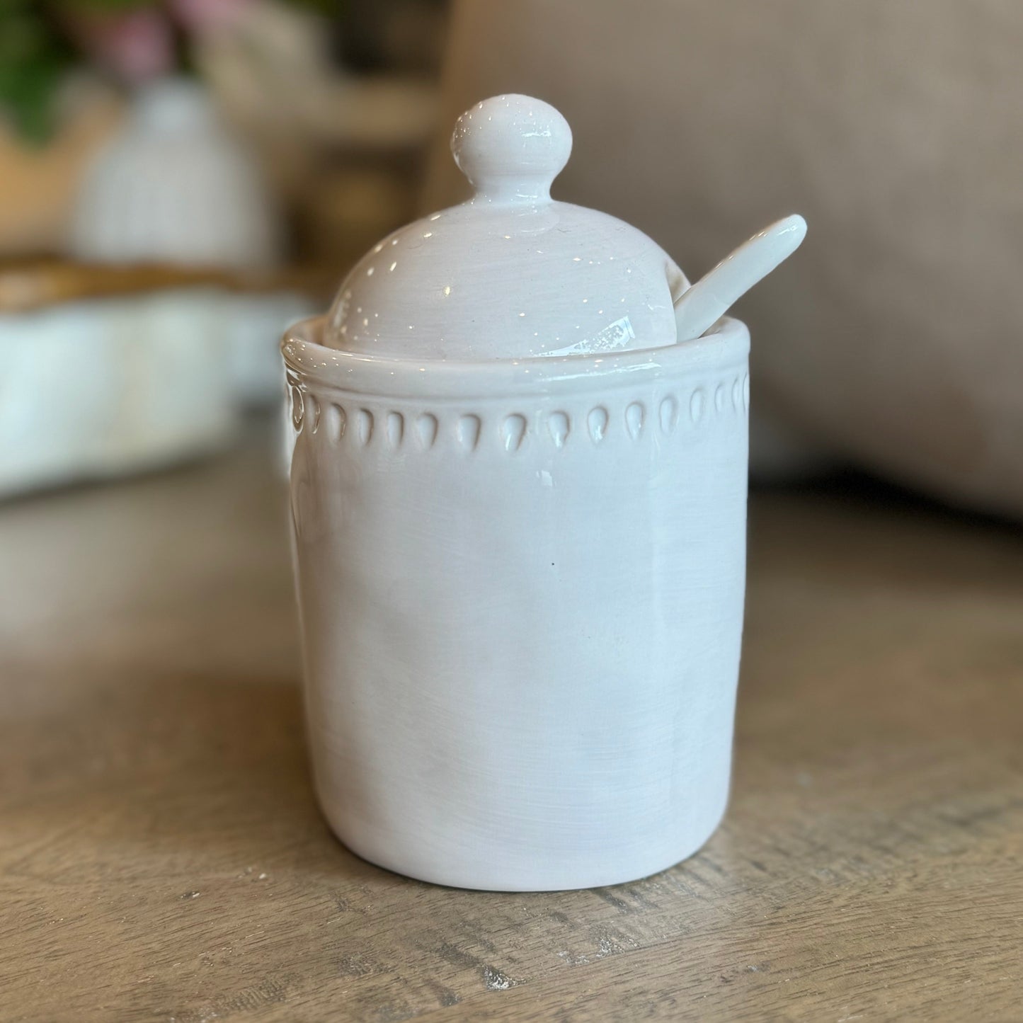 Experience a unique and personalised touch with our Sumner Sugar Bowl collection, each piece lovingly crafted by hand. Please note that the colour may vary slightly from piece to piece due to the kiln firing process, adding to the charm and individuality of each item.