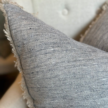 Experience the ultimate in luxury with our Grey Linen Fringed Cushion. Crafted from the finest quality French linen, this cushion radiates an air of elegance and refinement. Its lovely fringed detail adds just the right amount of texture to any room. Styled.