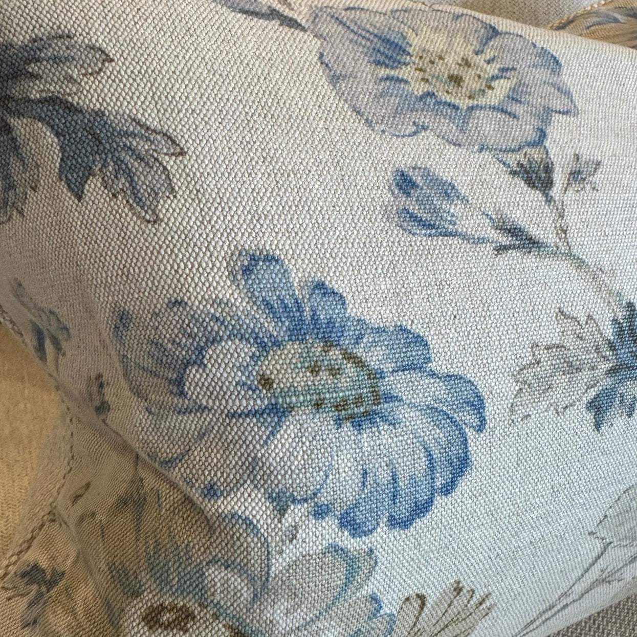 Isla Pale Blue Floral Lumbar Cushion 50cm x 40cm