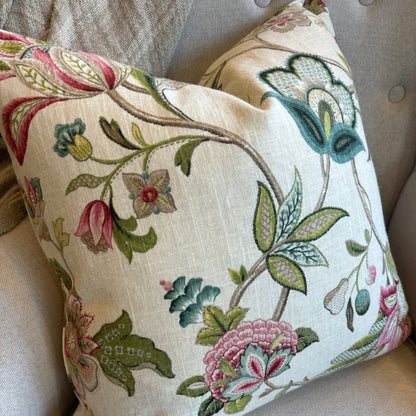 Colette Pink & Green Floral Cushion