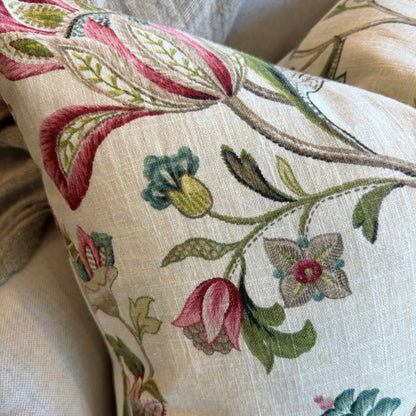 Colette Pink & Green Floral Cushion