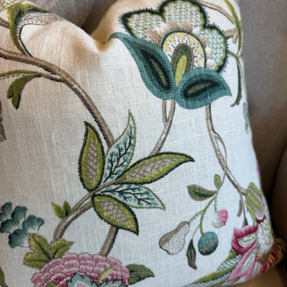 Colette Pink & Green Floral Cushion