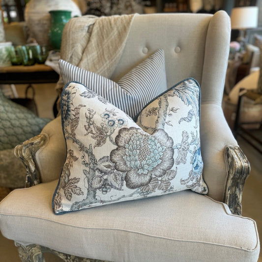 Aimee Blue Botanical Lumbar Cushion