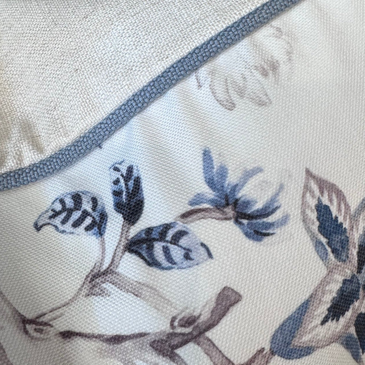 Southport Blue & Taupe Floral Lumbar Cushion 35cm x 55cm