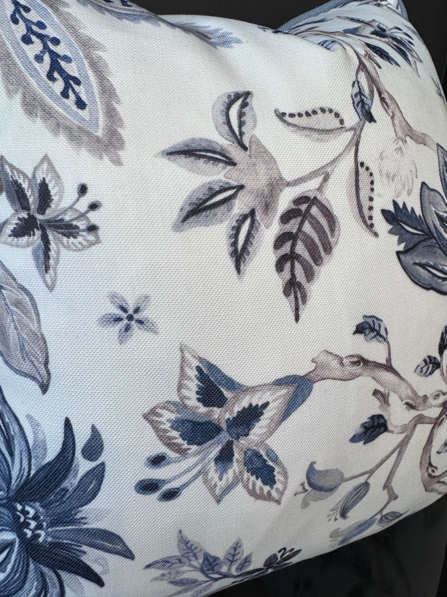 Southport Blue & Taupe Floral Cushion 50cm x 50cm