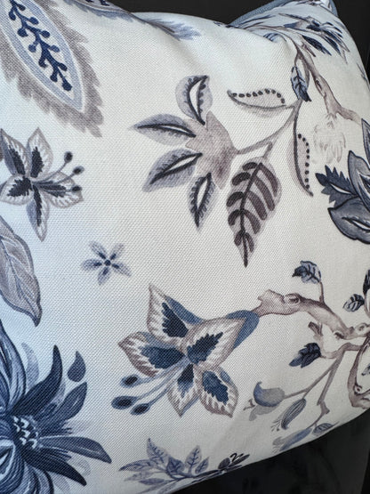 Southport Blue & Taupe Floral Cushion 50cm x 50cm