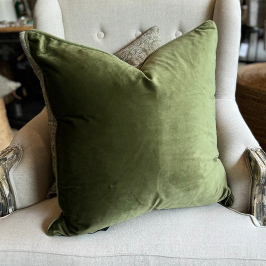 Olive Green Velvet Cushion 55cm x 55cm