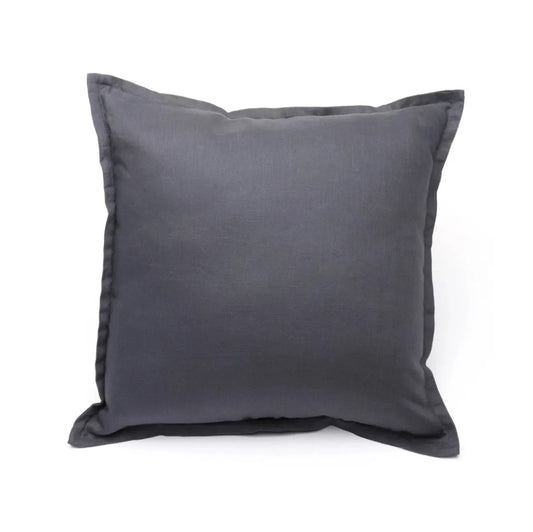 Avignon 100% Linen Pillow With Flange - Dark Grey 45cm x 45cm