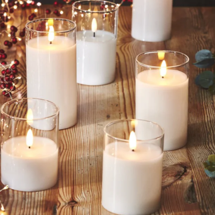 This LED Flame Candle set is perfect for adding a warm, welcoming atmosphere to any room. Enjoy natural flame-like flicker from the quality glass vessel and set the built-in timer from the remote for& adjustable & illumination. Sold as a set of 3.