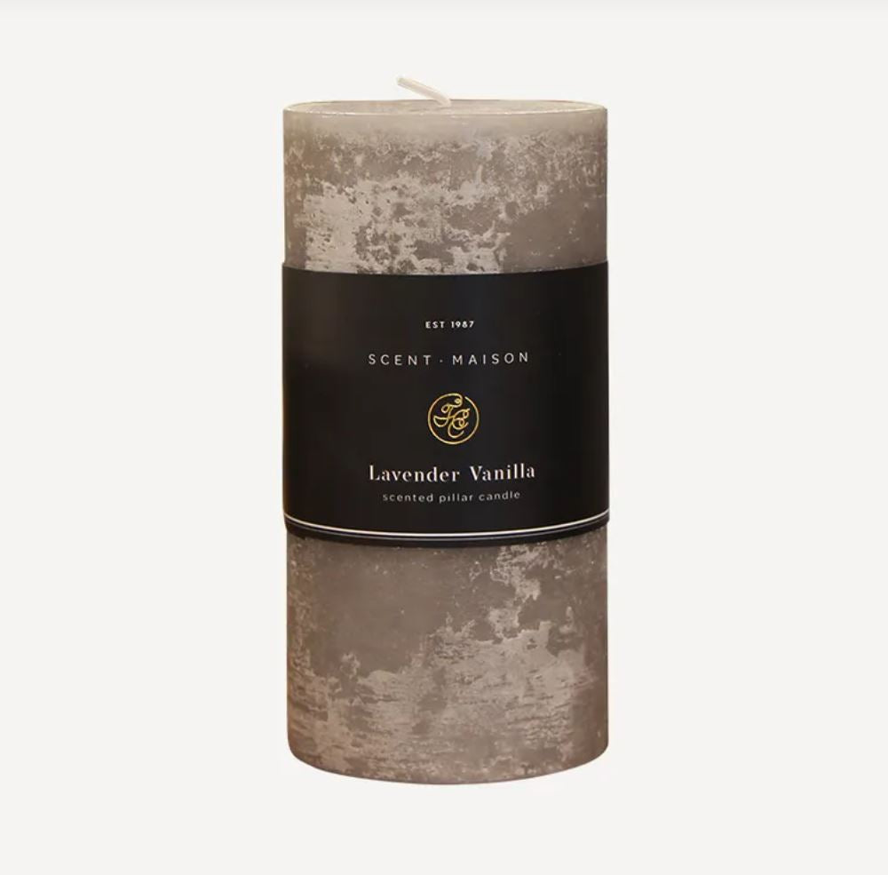 Maison Pillar Candle Lavender Vanilla Pear 3" x 6"