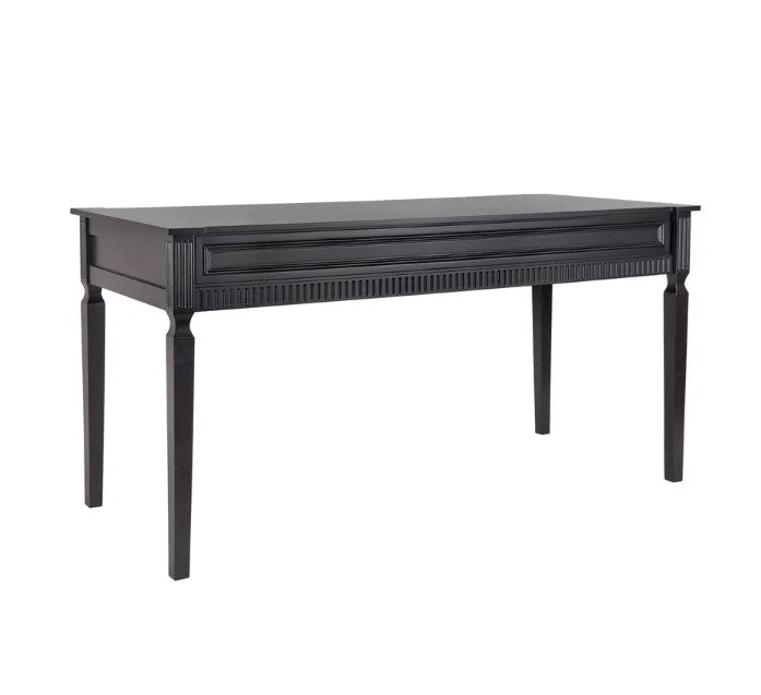 Boost your office or studio's style and utility with the modern classic Lucca Desk. Featuring elegant, clean lines and timeless black satin finish, it also boasts three easy-glide drawers to bring function and form to your space. Upgrade your work area with the ultimate in sophistication and practicality. Back