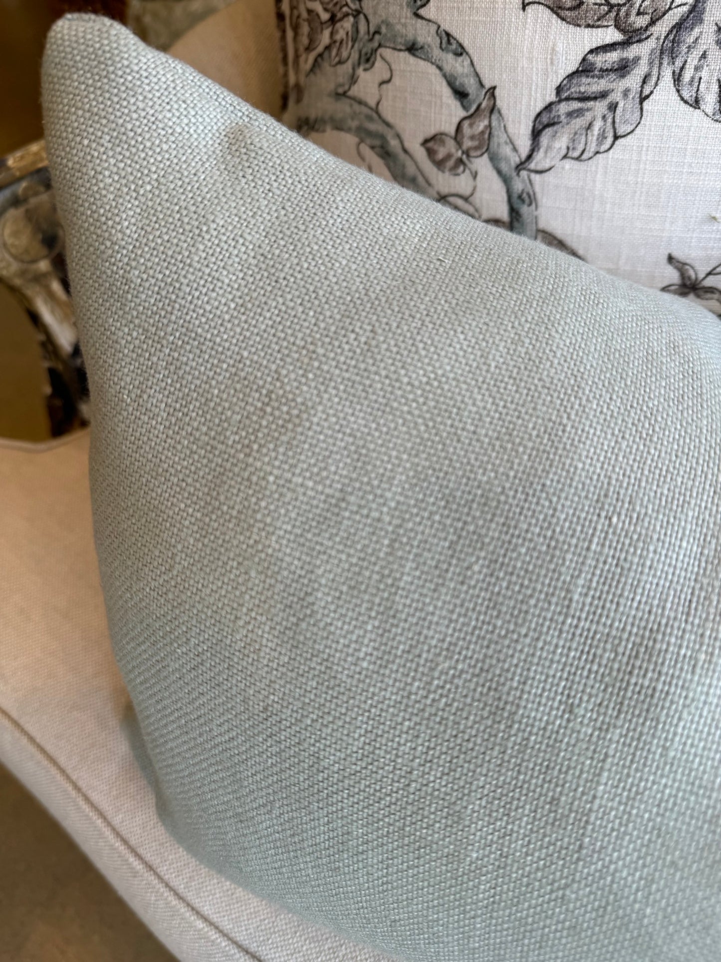 Tabitha Duck Egg Blue Linen Lumbar Cushion