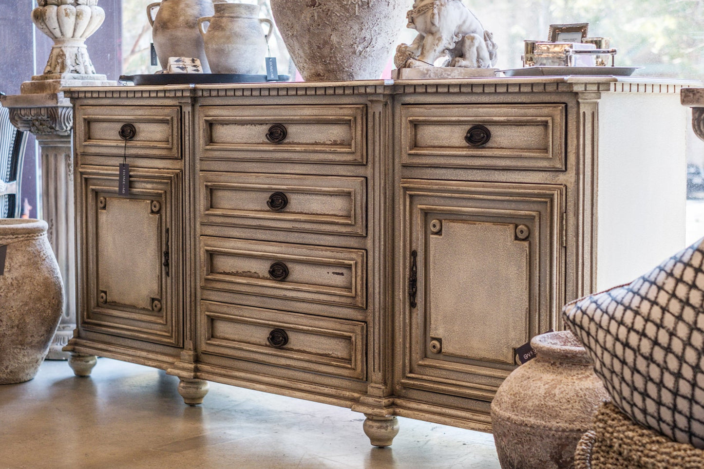 Bruges Off White Distressed Mahogany Sideboard