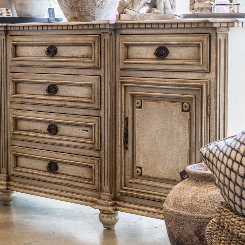 Bruges Off White Distressed Mahogany Sideboard