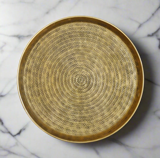 Ravello Antique Brass Finish Etched Tray - Large