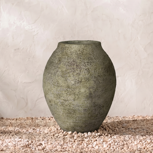 Textured vase with a neutral background