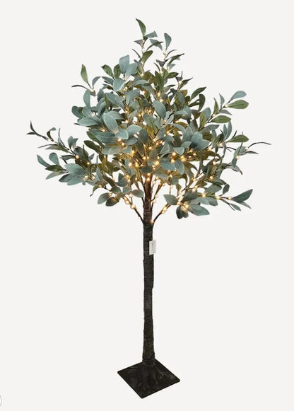 Introduce a realistic touch of nature into your home with the Faux Light Up Olive Tree. This stylish faux greenery is designed with lifelike foliage to deliver a timeless look to your decor. Crafted for durability, this high-quality piece can be used repeatedly. The tree is illuminated with 300 LED chain lights for a beautiful presentation. Display it in a pot or basket for an eye-catching display. Indoor use only.