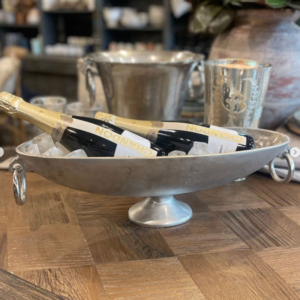 The Gordes Oval Champagne Bowl is cast in solid aluminium with a silver finish.&nbsp; Perfect for adding an elegant touch to your table and special occasions. Styled.