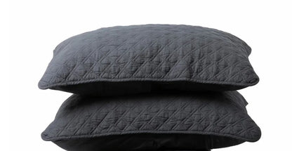 Marseilles Double Diamond 100% Cotton Pillow Case - Dark Grey